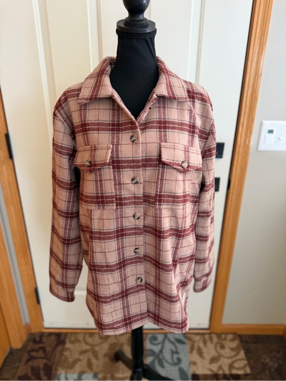 New Wondery wool brown plaid Honey Your Soul Is Golden shirt jacket. Size medium